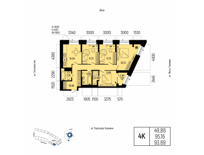 Планировка 4-комн. · 93.7 м²