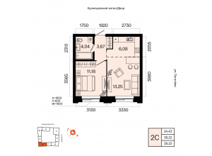 2-комн. · 38,2 м²
