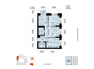 3-комн. · 61,2 м²