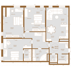Планировка: 4-комн. квартира, 166.4 м²
