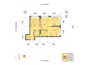 3-комн. · 63,6 м²