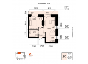 2-комн. · 39,7 м²
