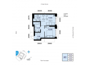 2-комн. · 41,8 м²