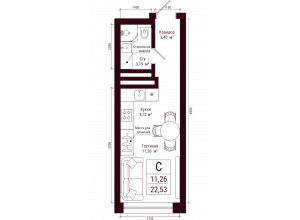Студия · 22.5 м²