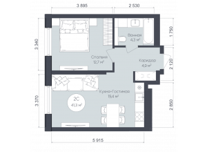 2-комн. · 41.3 м²