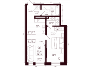 2-комн. · 51.3 м²