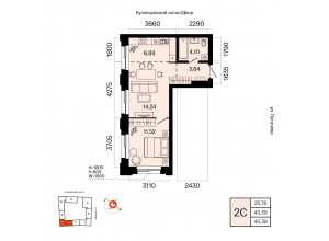 2-комн. · 40,4 м²