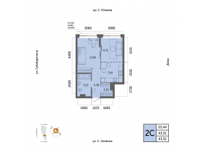 2-комн. · 43,5 м²