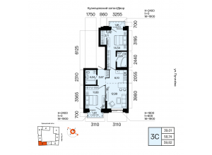 3-комн. · 59,8 м²