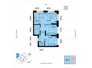 3-комн. · 58,3 м²