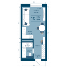 Планировка: 1-комн. квартира, 25.9 м²