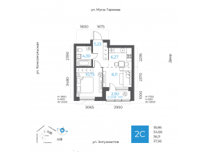 2-комн. · 36,1 м²