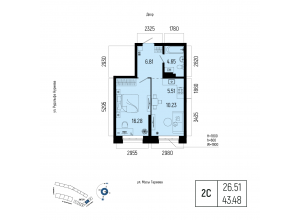 2-комн. · 43,5 м²