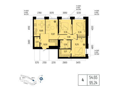 Планировка 4-комн. · 95.2 м²