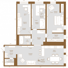 Планировка: 4-комн. квартира, 120.2 м²