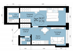 2-комн. · 37.7 м²