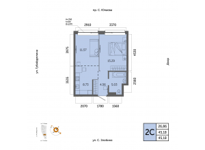 2-комн. · 45,2 м²