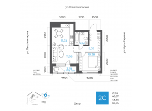 2-комн. · 48,6 м²