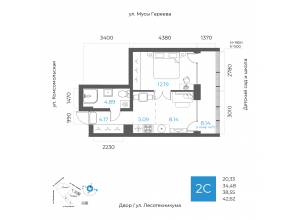 2-комн. · 38,6 м²