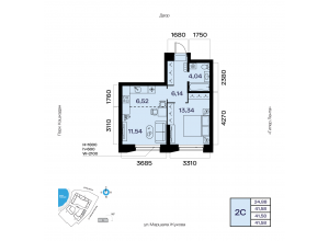 2-комн. · 41,6 м²
