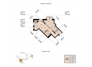 2-комн. · 63,1 м²