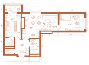 3-комн. · 58,1 м²