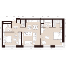 Планировка: 3-комн. квартира, 70.1 м²