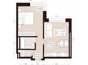 2-комн. · 41.4 м²