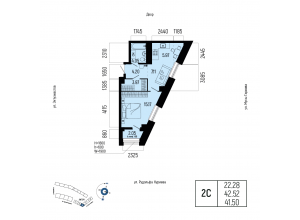 2-комн. · 41,5 м²