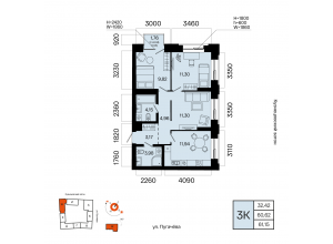 3-комн. · 61,2 м²