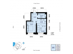 2-комн. · 40,6 м²