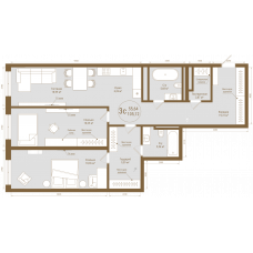 Планировка: 3-комн. квартира, 105.1 м²