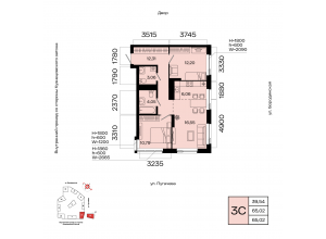 3-комн. · 65 м²