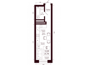 Студия · 21.8 м²