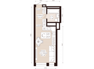1-комн. · 24.9 м²