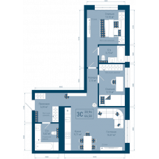 Планировка: 3-комн. квартира, 66.6 м²