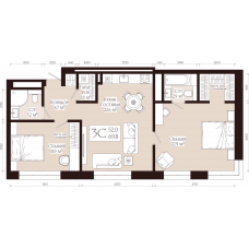 Планировка: 3-комн. квартира, 69.8 м²