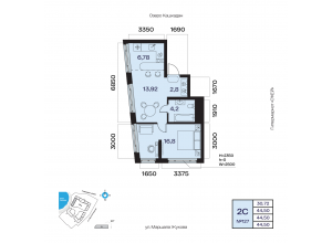 2-комн. · 44,5 м²