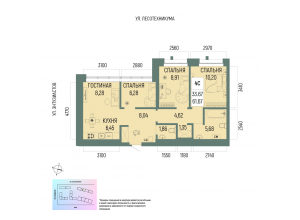 4-комн. · 61,7 м²