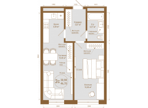 2-комн. · 46.7 м²