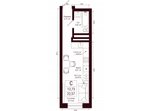 Студия · 22.6 м²