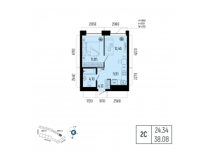 2-комн. · 38,1 м²