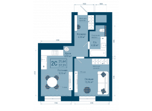 2-комн. · 37.3 м²