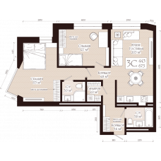 Планировка: 1-комн. квартира, 24.5 м²