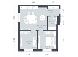 3-комн. · 57.1 м²