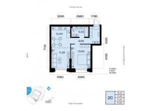2-комн. · 51,2 м²