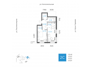 2-комн. · 57,1 м²