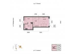 1-комн. 27,6 м² — Урбаника