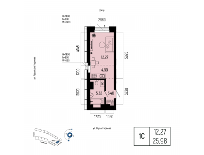 Планировка 1-комн. · 26 м²