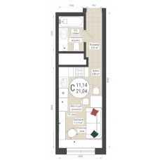 Планировка: Студия, 21 м²